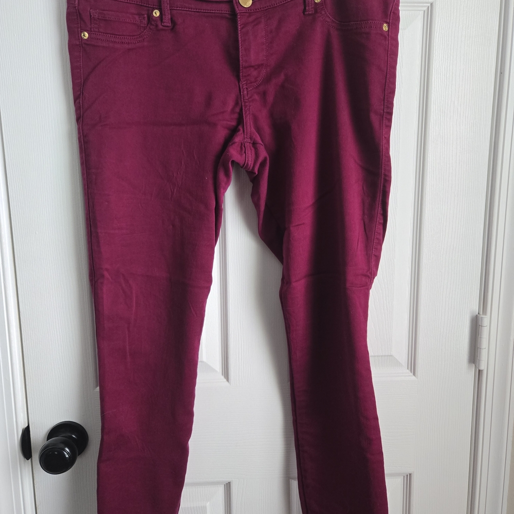 Vintage Low Rise Express Burgundy Pants with Gold Accents